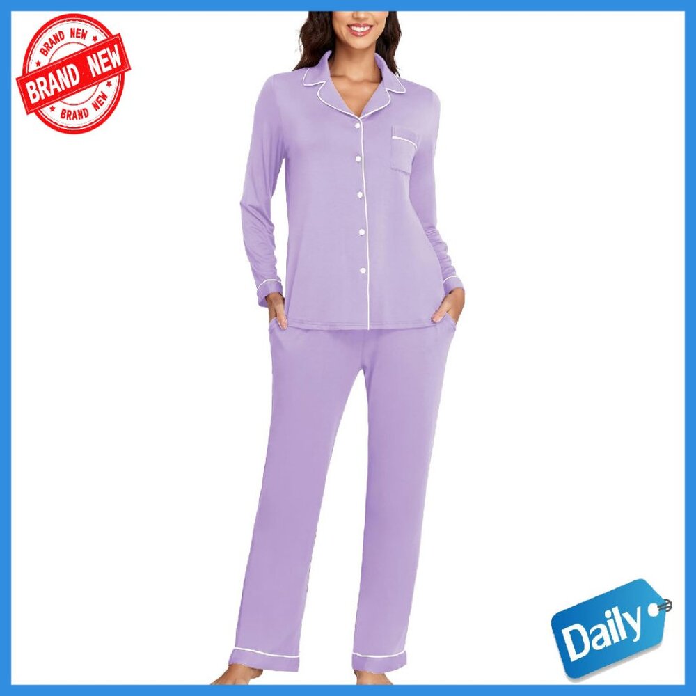 Soft Ribbed Knit Pajama Set 2-Piece Sleepwear Fleece Loungewear S-Xxl